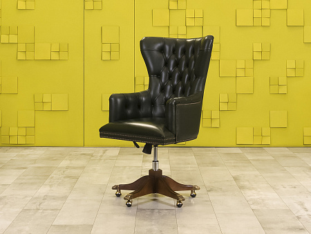 Офисное кресло руководителя на колесах Classik Art & Moble Кожа Зелёный Испания  КРКЗ-16125