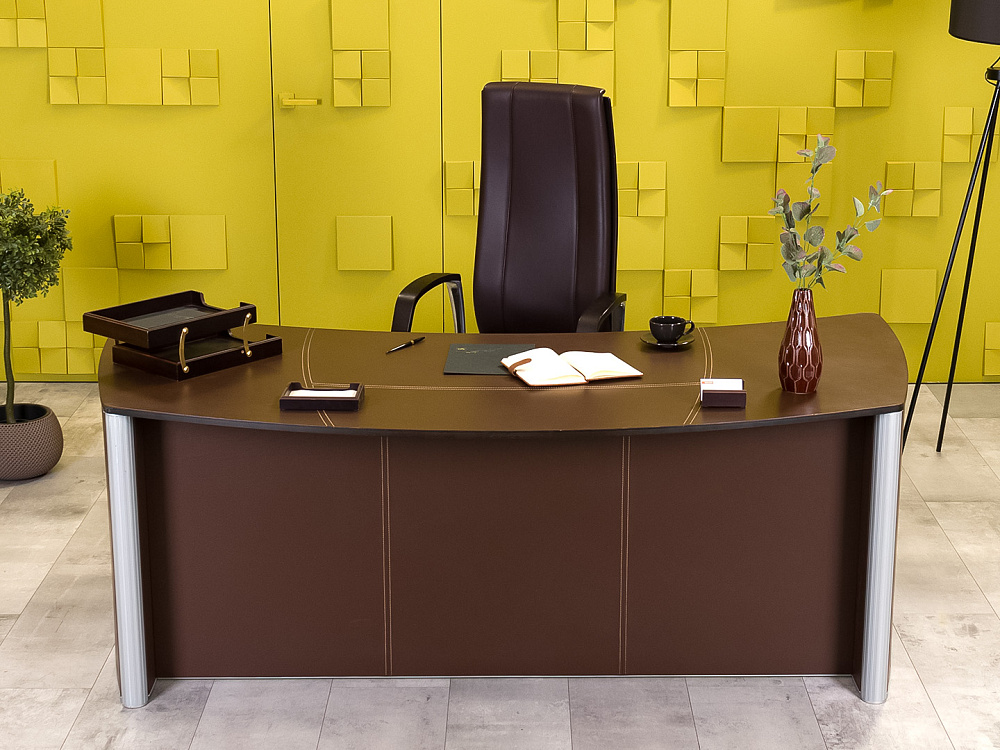 Стол для руководителя ENRICO PELLIZZONI 2000x1000 Кожа Коричневый Италия_СРЭК-210224