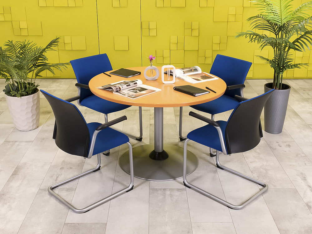 Офисный стол для переговоров Steelcase 1100x1100x720 ЛДСП Бук Франция_СГКВ-280923