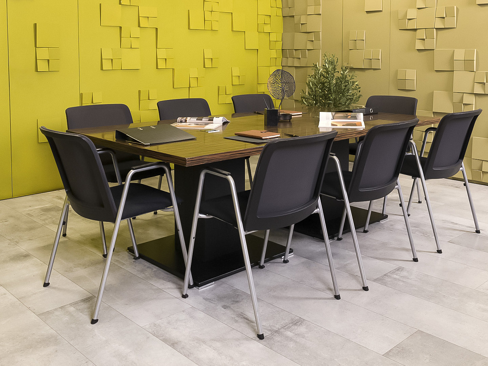 Офисный стол для переговоров Ego 2200x1200x750 Шпон Зебрано Италия_СГПЗ-271123