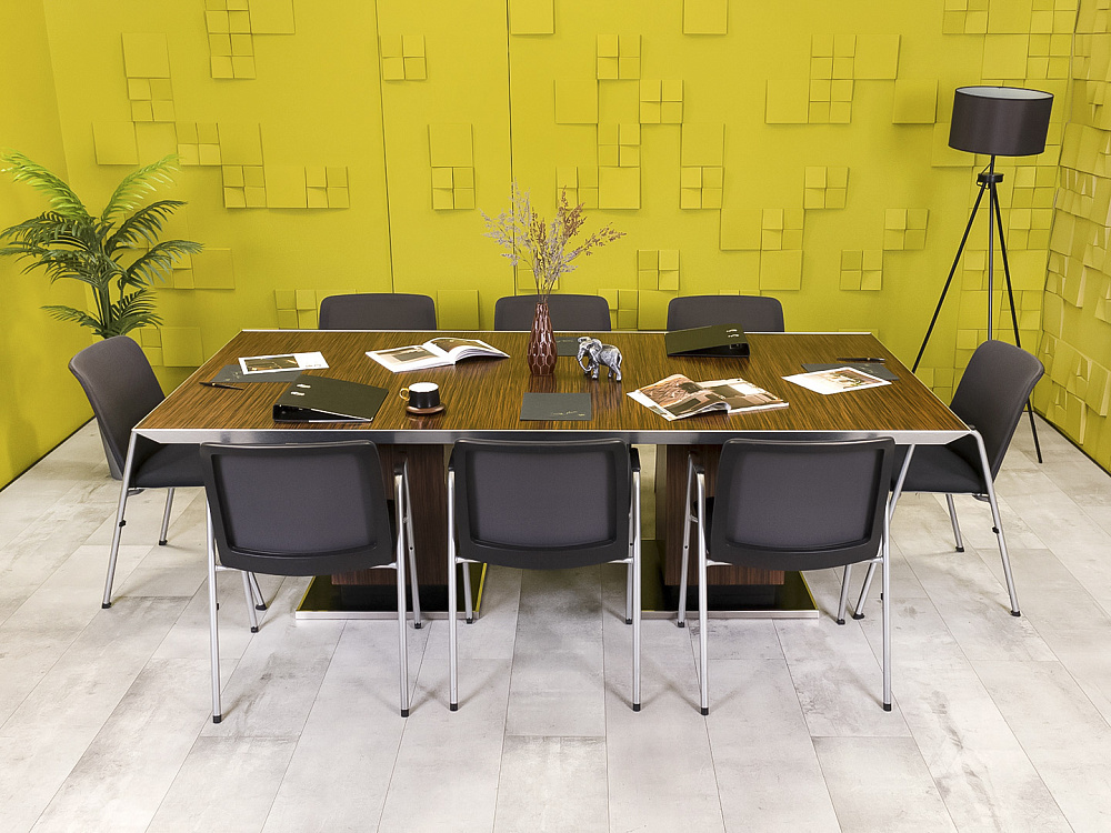 Офисный стол для переговоров Ego 2400x1200x760 ЛДСП Зебрано Италия_СГПЗ1-271123