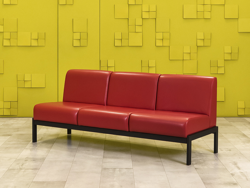 Офисный диван Сандра Кожзам Красный Россия  ДНКК1-27046