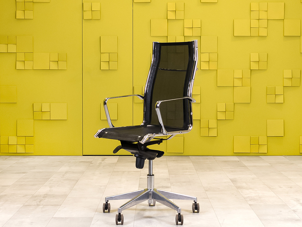 Офисное кресло руководителя на колесах ICE Executive Sitland Сетка Чёрный Италия_КРТЧ-131123