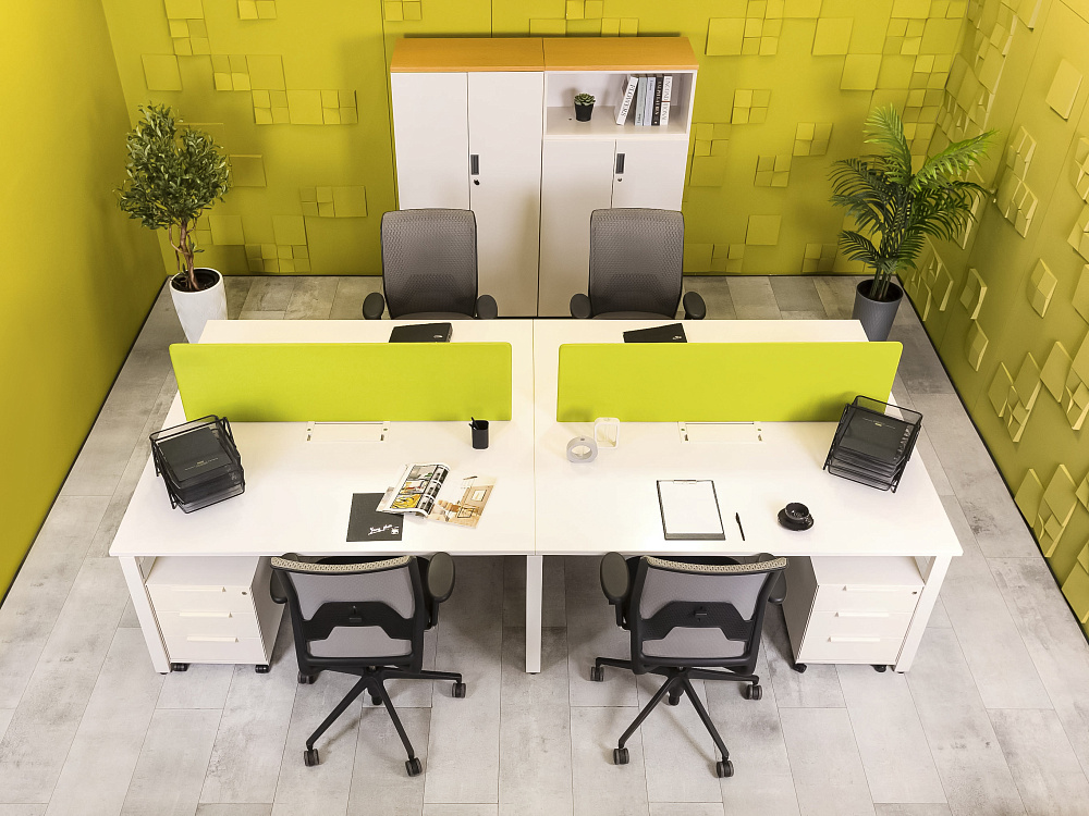 Комплект офисной мебели стол с тумбой  Vitra ЛДСП Белый Швейцария  ГКБ3-04026