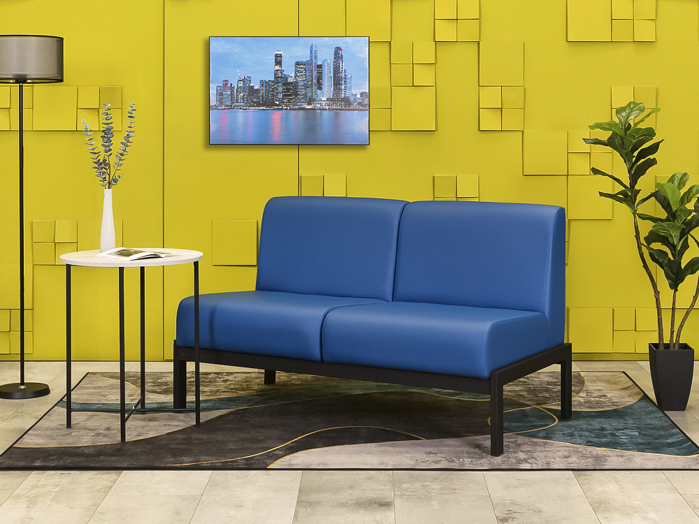 Офисный диван Сандра Кожзам Синий Россия  ДНКН-27046