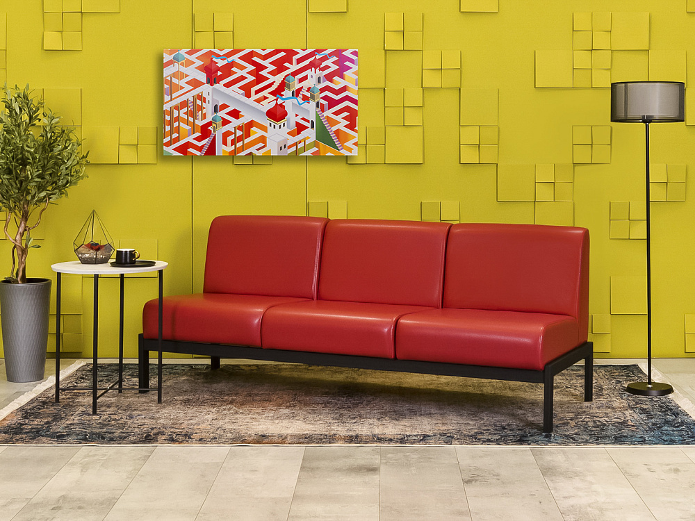 Офисный диван Сандра Кожзам Красный Россия  ДНКК1-27046