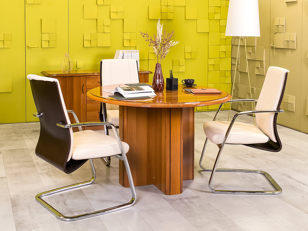 Офисный стол для переговоров CANNES Goodfurniture 1200x1200x760 МДФ Орех Италия_СГКХК-070524