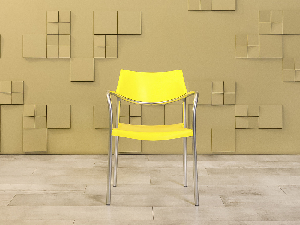 Конференц кресло для переговорной на ножках AMAT-3 Пластик Жёлтый Испания_КНПЖ-060823
