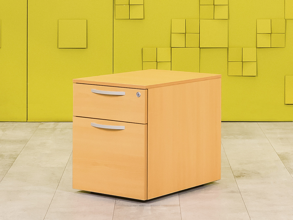 Офисная тумба выкатная Steelcase 420x590x520 ЛДСП Бук 2 ящика Импорт_ТВ2ЯВ2-260923